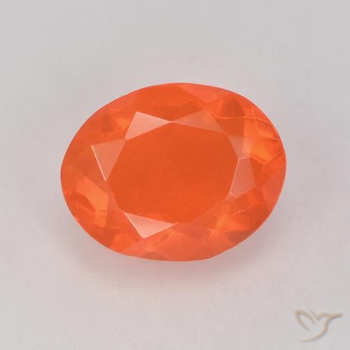 0.75ct Натуральный Ярко-оранжевый Огненный опал, Овал, Прозрачный