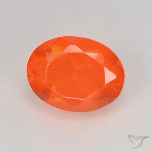 0.83ct Натуральный Огонь Оранжевый Огненный опал, Овал, Прозрачный