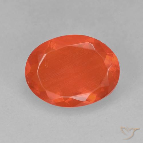 0.64ct Натуральный Теплый апельсин Огненный опал, Овал, Прозрачный
