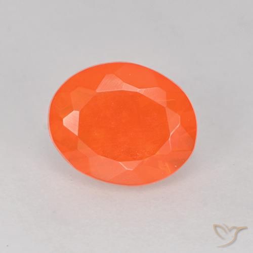 0.50ct Натуральный Ярко-оранжевый Огненный опал, Овал, Прозрачный