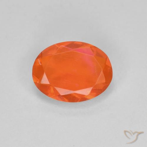 0.56ct Натуральный Ярко-оранжевый Огненный опал, Овал, Прозрачный