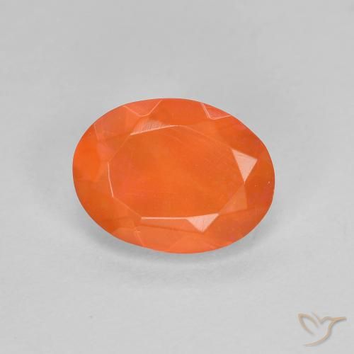0.68ct Натуральный Ярко-оранжевый Огненный опал, Овал, Прозрачный