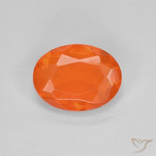 0.67ct Натуральный Ярко-оранжевый Огненный опал, Овал, Прозрачный