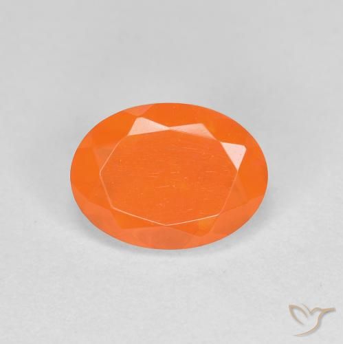 0.76ct Натуральный Огонь Оранжевый Огненный опал, Овал, Полупрозрачный