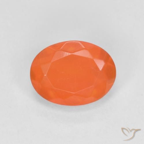 0.64ct Натуральный Темно-красновато-оранжевый Огненный опал, Овал, Полупрозрачный