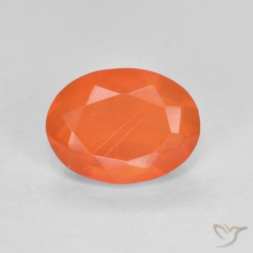 0.72ct Натуральный Интенсивный апельсин Огненный опал, Овал, Полупрозрачный