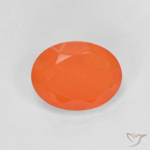 0.72ct Натуральный Интенсивный апельсин Огненный опал, Овал, Полупрозрачный
