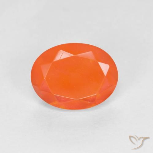 0.77ct Натуральный Интенсивный апельсин Огненный опал, Овал, Полупрозрачный