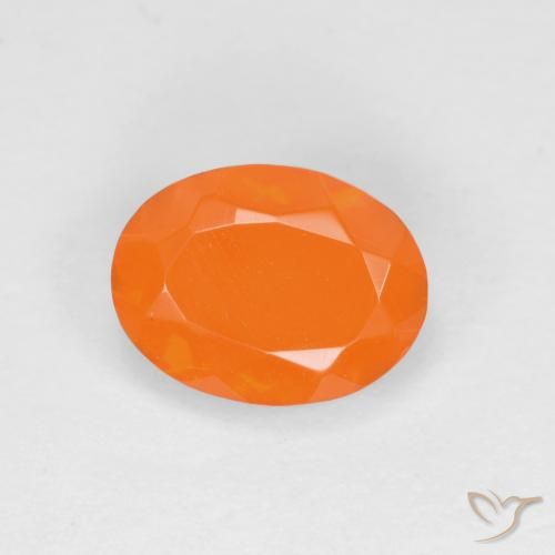0.61ct Натуральный Интенсивный апельсин Огненный опал, Овал, Полупрозрачный