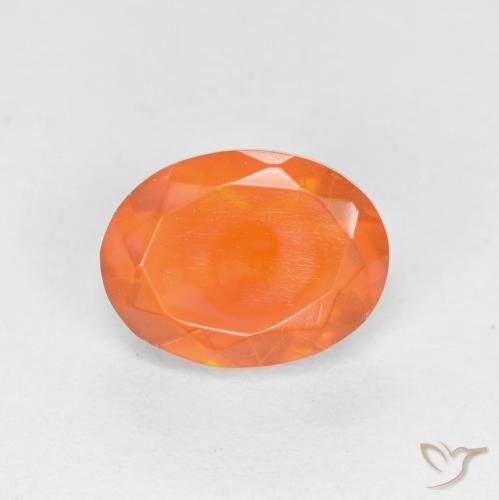 0.58ct Натуральный Ярко-оранжевый Огненный опал, Овал, Полупрозрачный