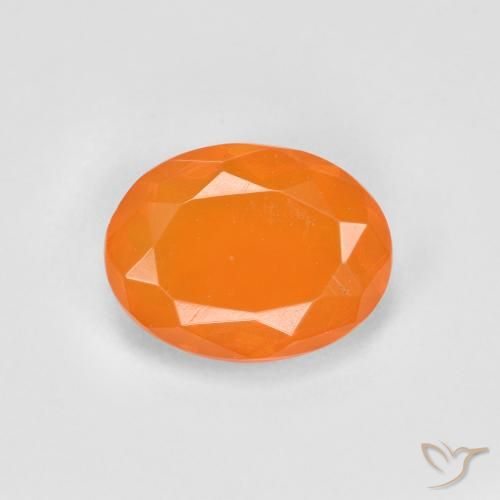 0.65ct Натуральный Теплый абрикосовый апельсин Огненный опал, Овал, Прозрачный