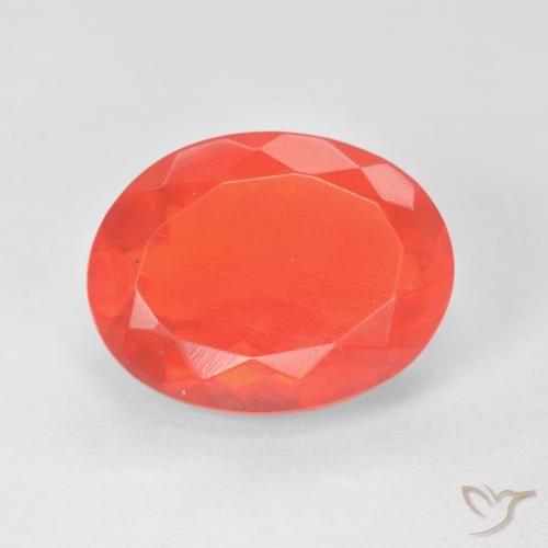 3.17ct Натуральный Яркий малиновый красно-оранжевый Огненный опал, Овал, Прозрачный