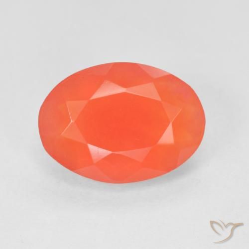 1.92ct Натуральный Яркий малиновый красно-оранжевый Огненный опал, Овал, Прозрачный