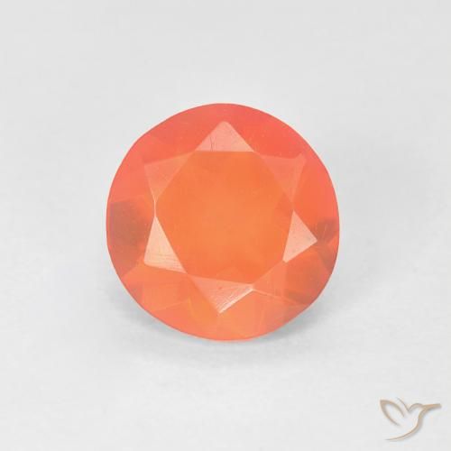 0.72ct Натуральный Ярко-оранжевый Огненный опал, Круглый, Прозрачный