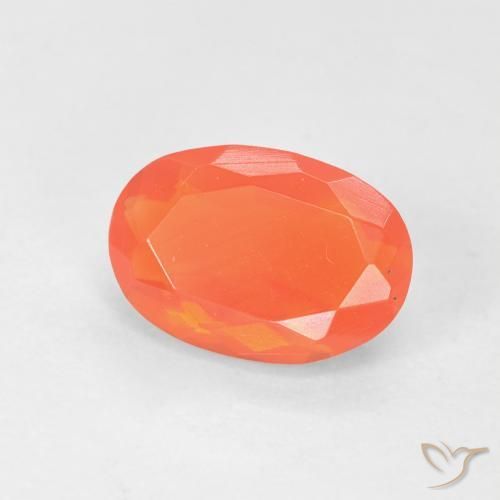 0.74ct Натуральный Ярко-оранжевый Огненный опал, Овал, Прозрачный