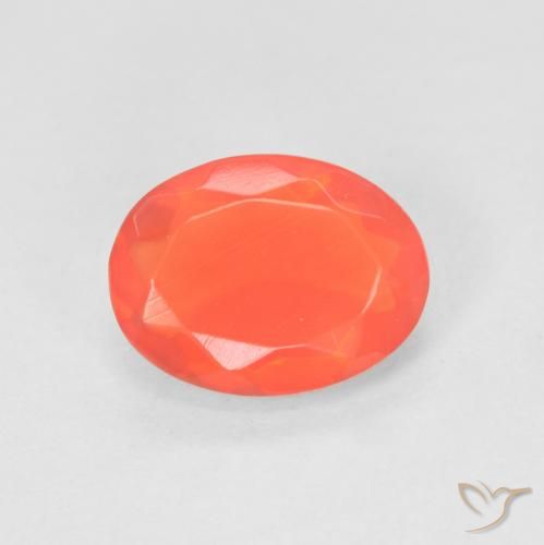 0.79ct Натуральный Интенсивный красный апельсин Огненный опал, Овал, Прозрачный
