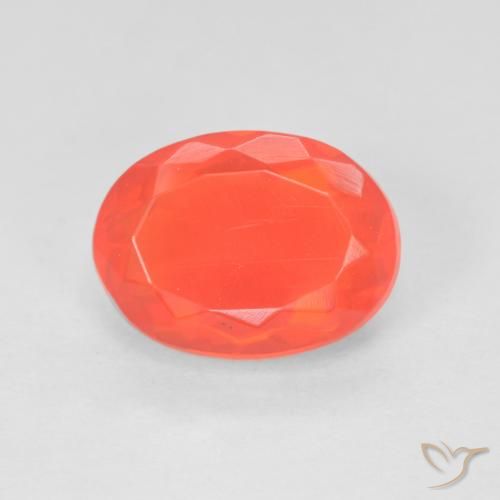 1.84ct Натуральный Интенсивный красный апельсин Огненный опал, Овал, Прозрачный
