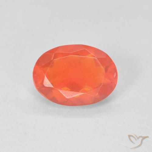 0.57ct Натуральный Темно-красновато-оранжевый Огненный опал, Овал, Прозрачный