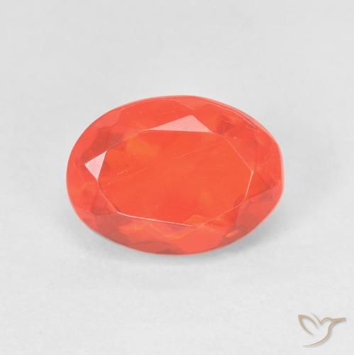 1.34ct Натуральный Интенсивный апельсин Огненный опал, Овал, Прозрачный