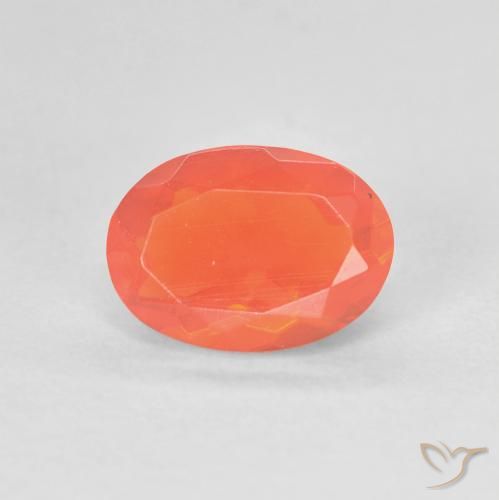 0.88ct Натуральный Интенсивный апельсин Огненный опал, Овал, Прозрачный
