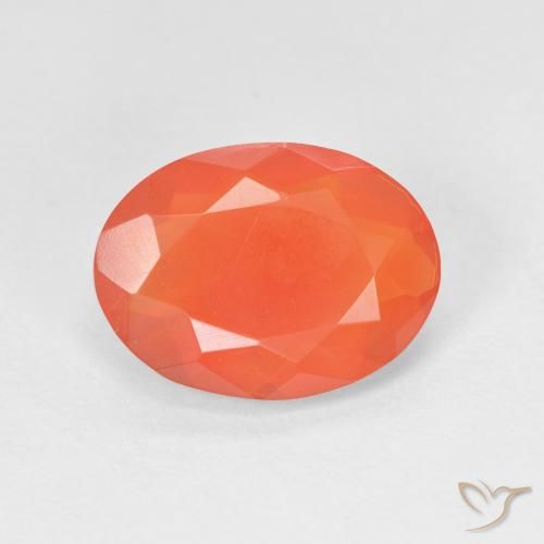 2.10ct Натуральный Интенсивный апельсин Огненный опал, Овал, Прозрачный