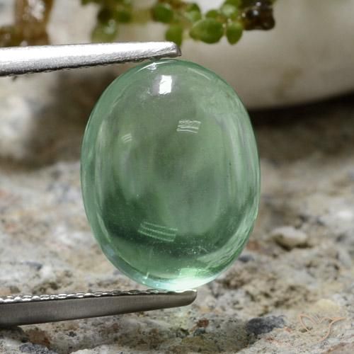 4.23ct Натуральный Прохладный зеленый Флюорит, Овал, Прозрачный