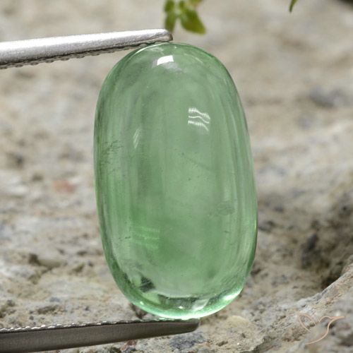 7.35ct Натуральный Светло-зеленый Флюорит, Овал, Прозрачный
