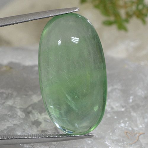27.65ct Натуральный Теплый зеленый Флюорит, Овал, Прозрачный