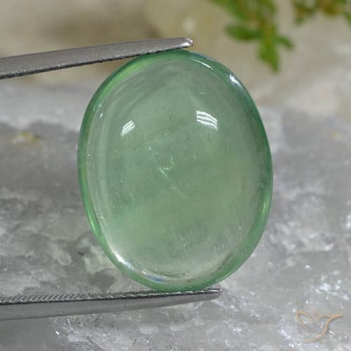 24.65ct Натуральный Светло-зеленый Флюорит, Овал, Прозрачный