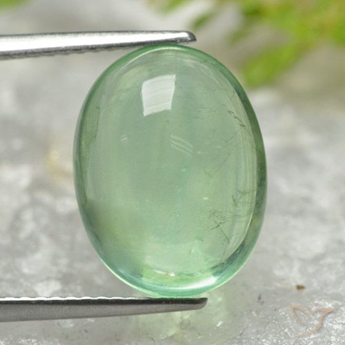 8.59ct Натуральный Светло-зеленый Флюорит, Овал, Прозрачный