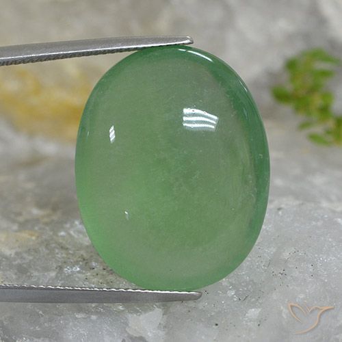 46.27ct Натуральный Землисто-зеленый Флюорит, Овал, Полупрозрачный