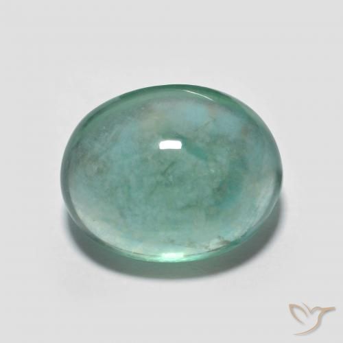 7.08ct Натуральный Светло-сине-зеленый Флюорит, Овал, Прозрачный