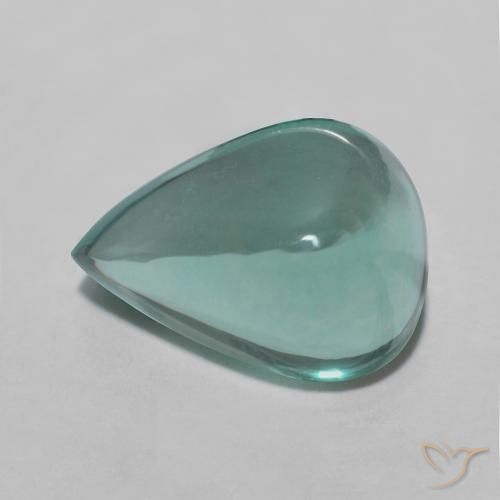 5.39ct Натуральный Зеленовато-синий Флюорит, Форма груши, Прозрачный