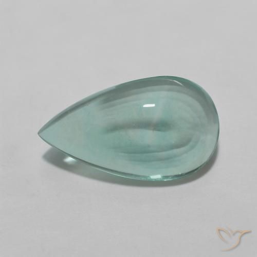 4.78ct Натуральный Светло-сине-зеленый Флюорит, Форма груши, Прозрачный