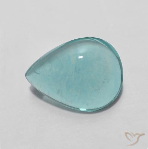 3.49ct Натуральный Светло-сине-зеленый Флюорит, Форма груши, Прозрачный, Photo A