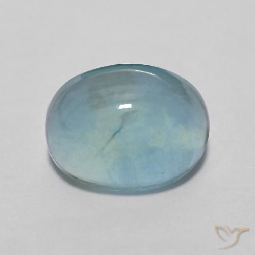 3.29ct Натуральный Светло-сине-зеленый Флюорит, Овал, Прозрачный