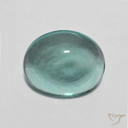 2.76ct Натуральный Зеленовато-синий Флюорит, Овал, Прозрачный