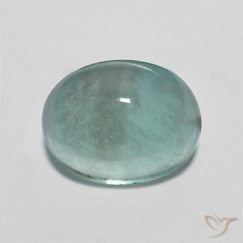 4.16ct Натуральный Очень светло-голубой зеленый Флюорит, Овал, Прозрачный