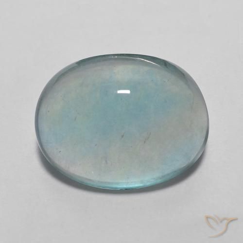 3.98ct Натуральный Очень светло-голубой зеленый Флюорит, Овал, Прозрачный