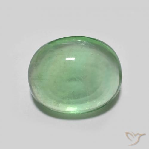 5.26ct Натуральный Теплый зеленый Флюорит, Овал, Прозрачный