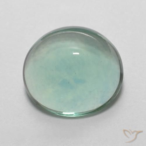 5.28ct Натуральный Сине-зеленый Флюорит, Овал, Прозрачный
