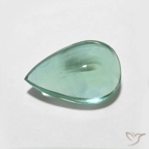 3.87ct Натуральный Сине-зеленый Флюорит, Форма груши, Прозрачный