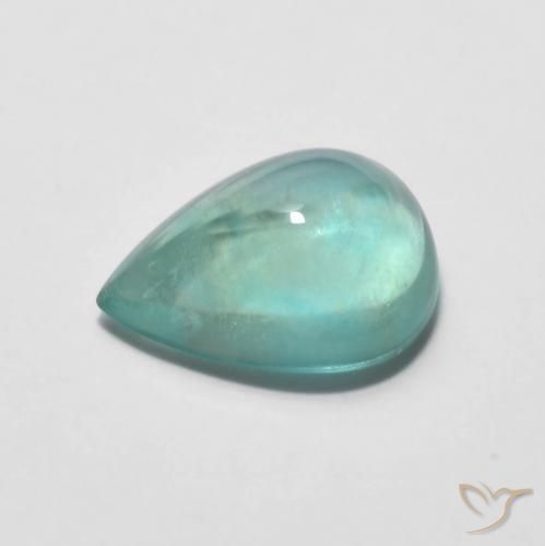 2.96ct Натуральный Интенсивный сине-зеленый Флюорит, Форма груши, Прозрачный