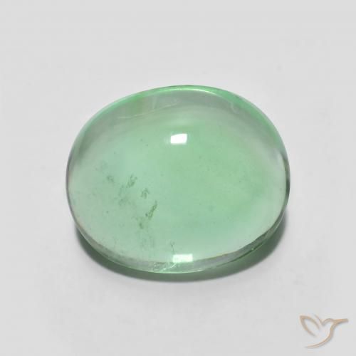 5.35ct Натуральный Бледно-желтовато-зеленый Флюорит, Овал, Прозрачный