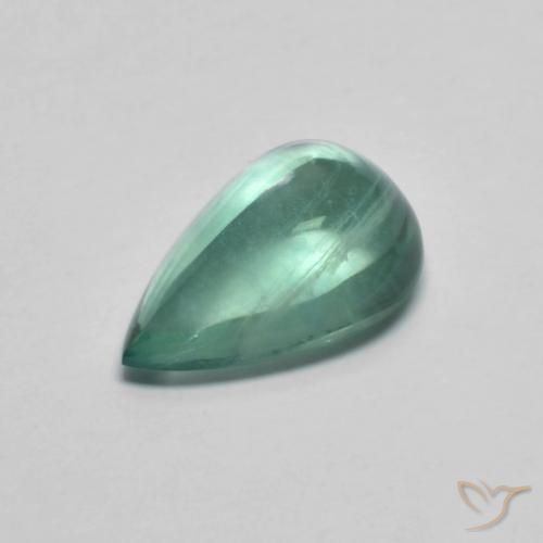 3.03ct Натуральный Светло-сине-зеленый Флюорит, Форма груши, Прозрачный