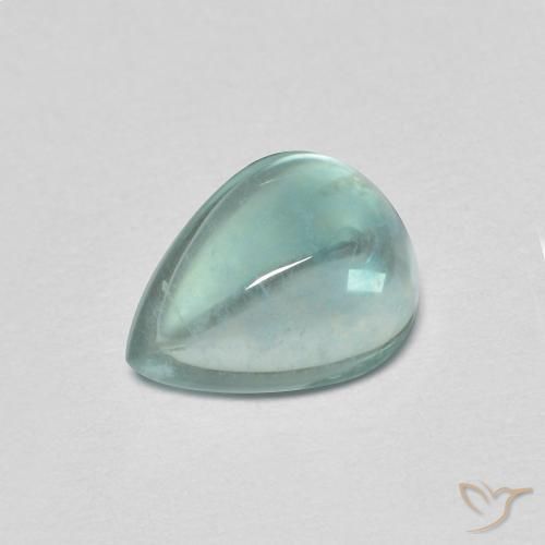1.97ct Натуральный Светло-сине-зеленый Флюорит, Форма груши, Прозрачный