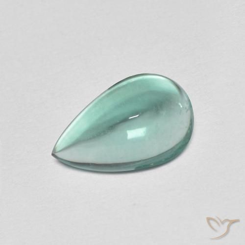 1.78ct Натуральный Светло-сине-зеленый Флюорит, Форма груши, Прозрачный