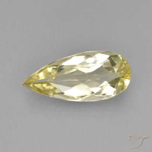 2.04ct Натуральный Светло-желтый Золотой берилл, Форма груши, Чистота VVS