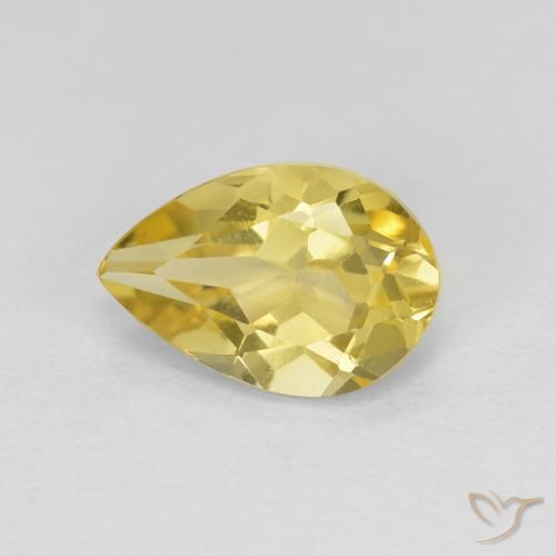 1.34ct Натуральный Светло-желтый Золотой берилл, Форма груши, VVS-VS