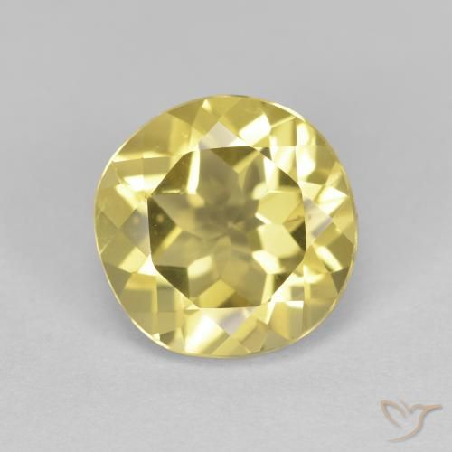 1.90ct Натуральный Средне-светло-желтый Золотой берилл, Круглый, Чистота VVS